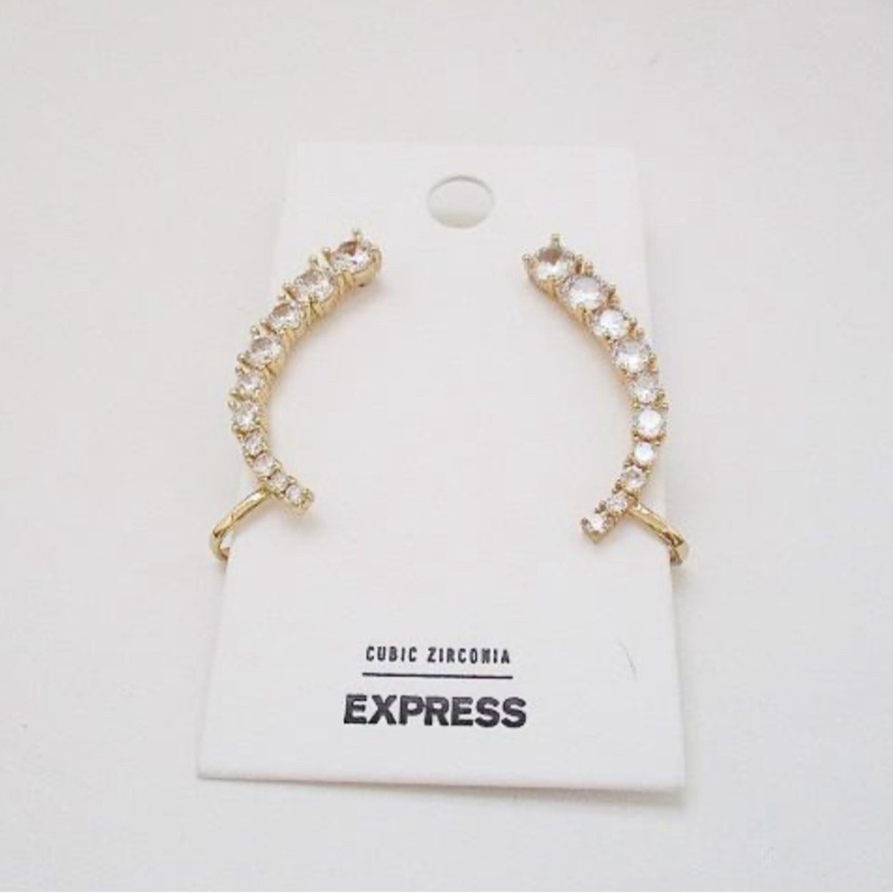 NWT Express Cubic Zirconia Climber Earrings